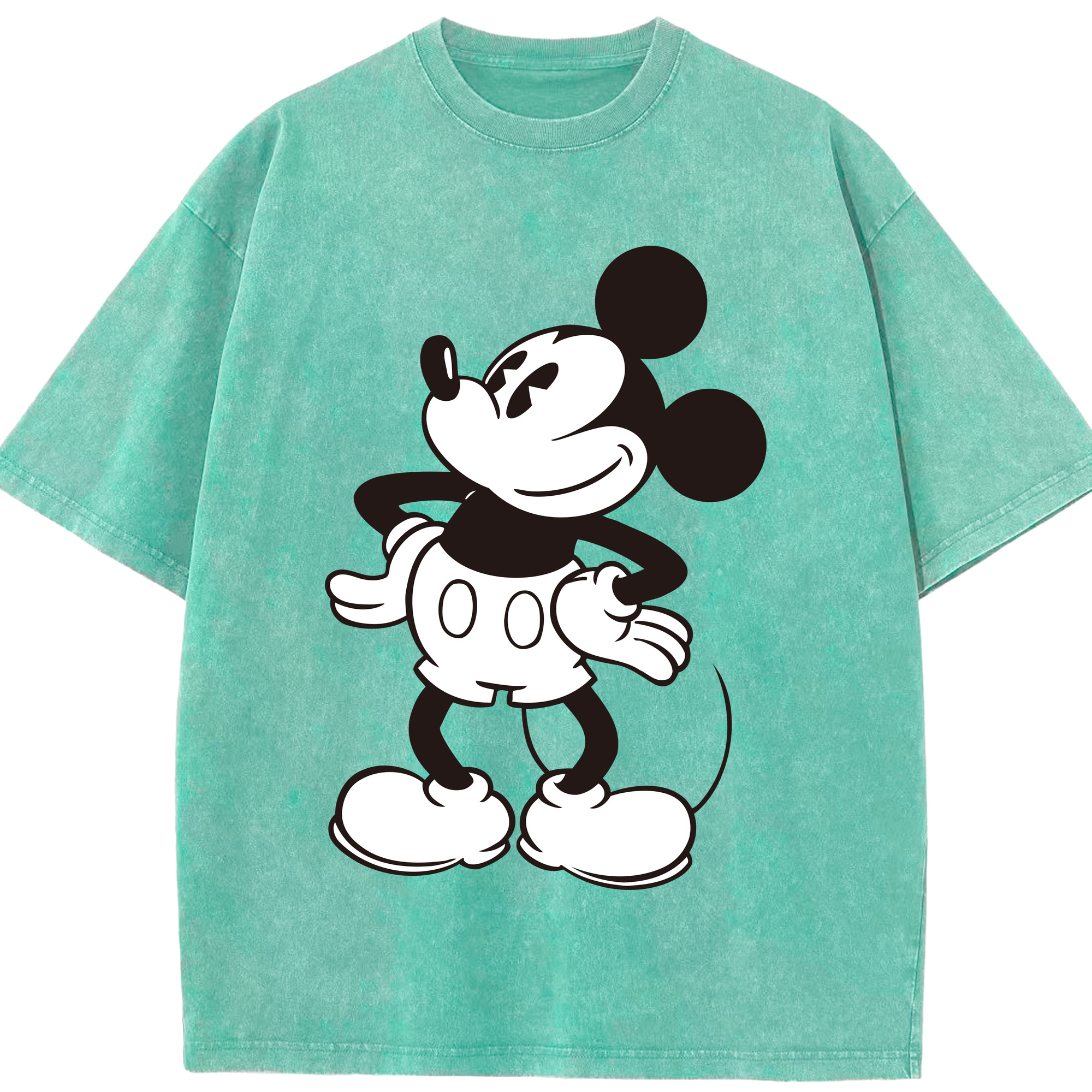 （画像用） ミッキーマウス Mickey Mouse 綿100% ヴィンテージ風 半袖Tシャツ（フロントプリント）